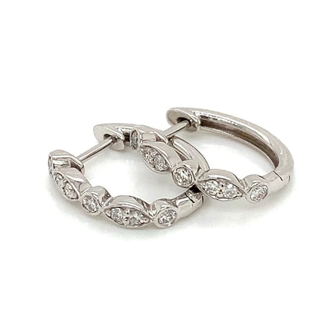 Diamond Set Oval Huggie Earrings