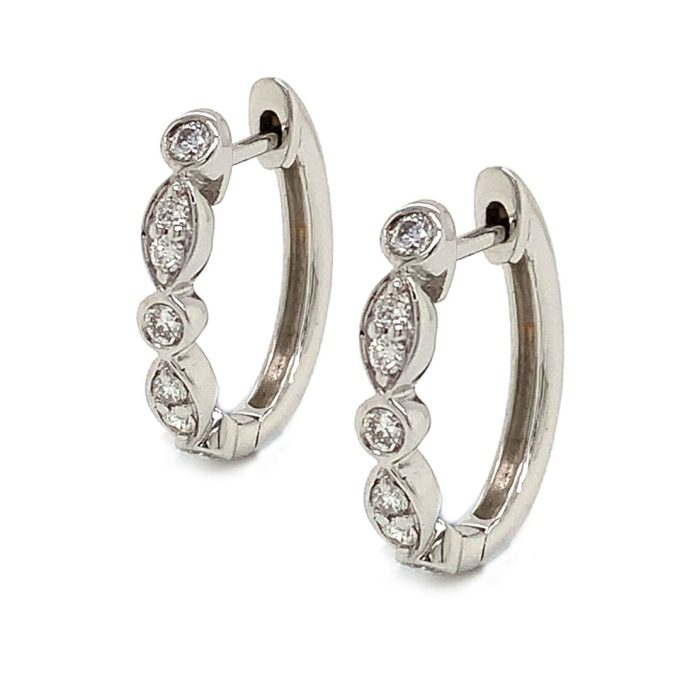 Diamond Set Oval Huggie Earrings