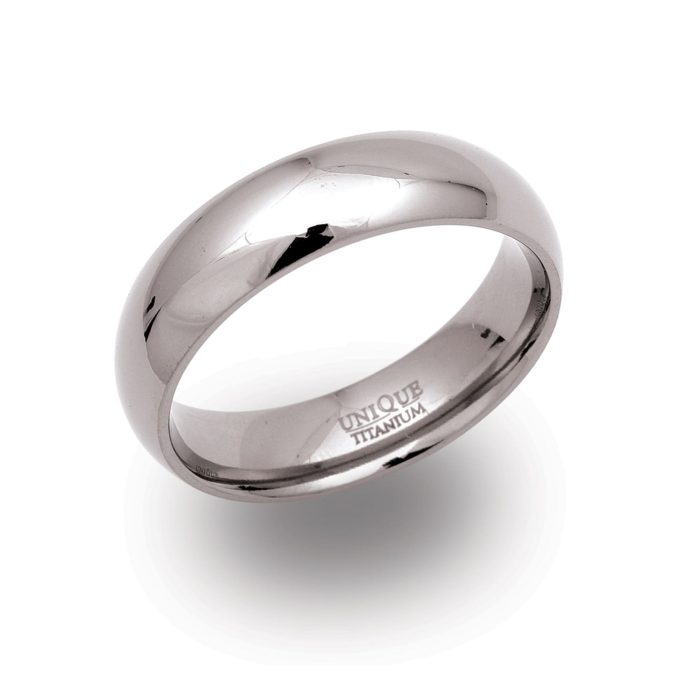 Unique Polished Titanium Ring 6mm - X
