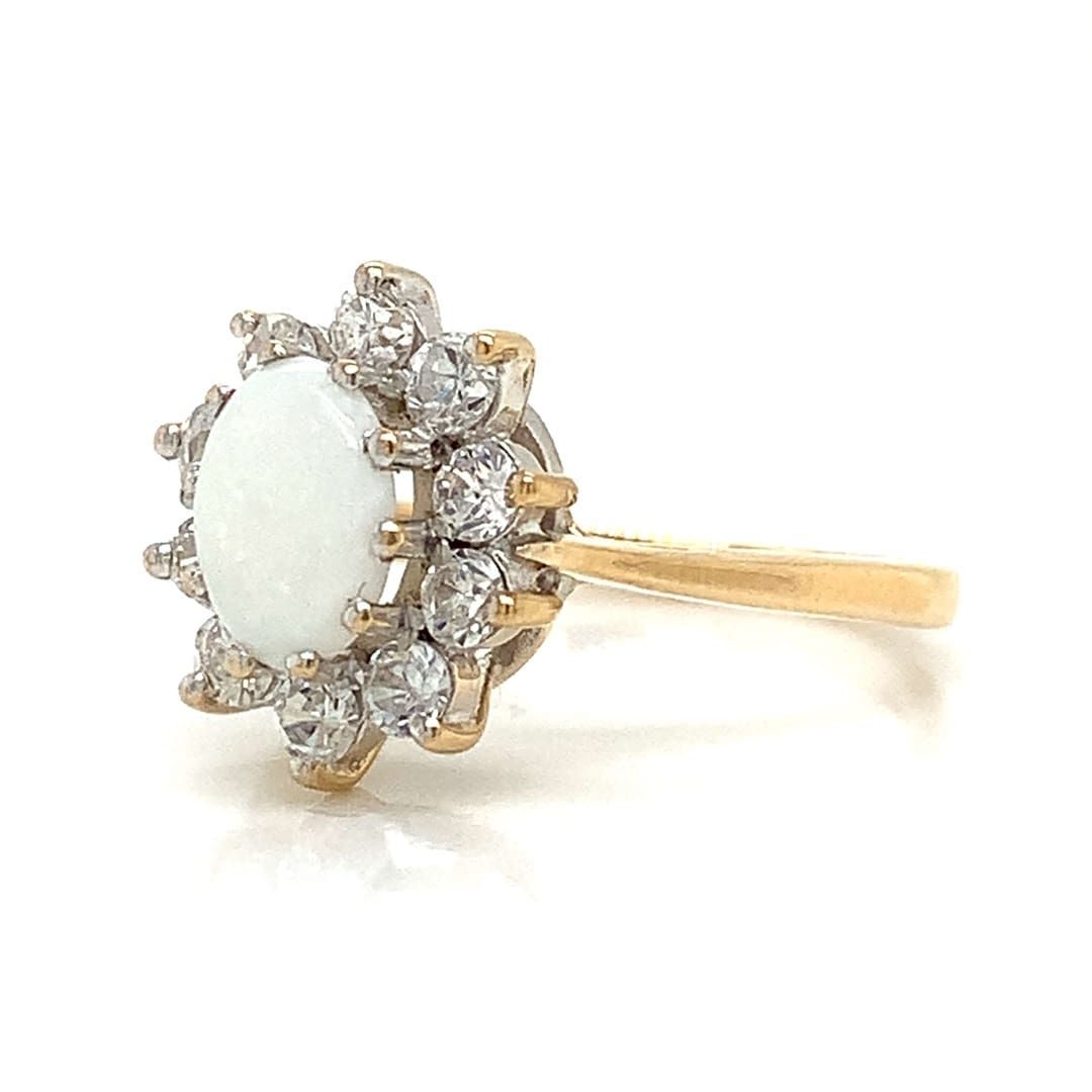 9ct Gold Opal & CZ Dress Ring