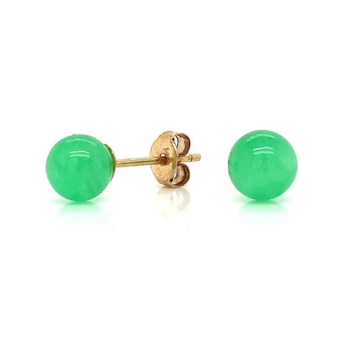 Jade Yellow Gold Stud Earrings