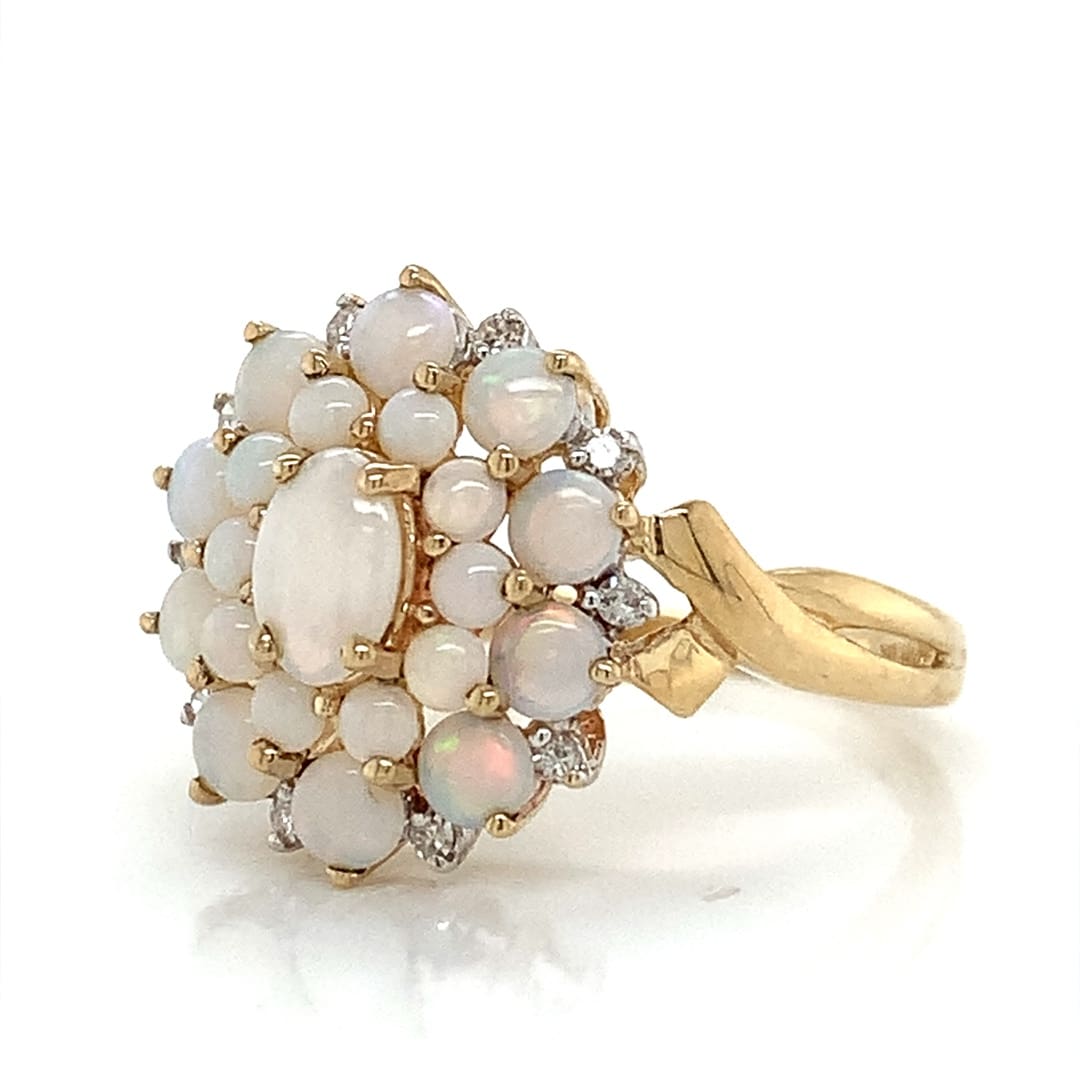 Opal & Diamond Cluster Dress Ring