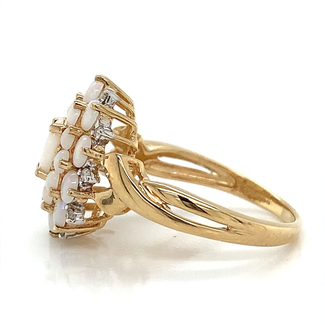 Opal & Diamond Cluster Dress Ring