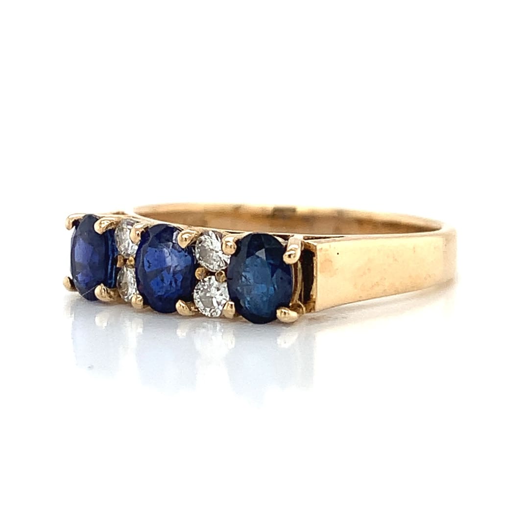 Sapphire and CZ 14ct Gold Ring