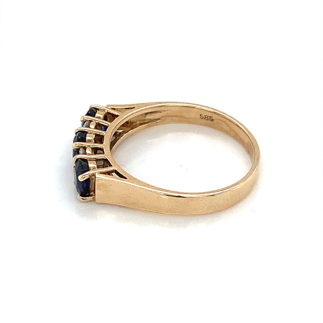 Sapphire and CZ 14ct Gold Ring