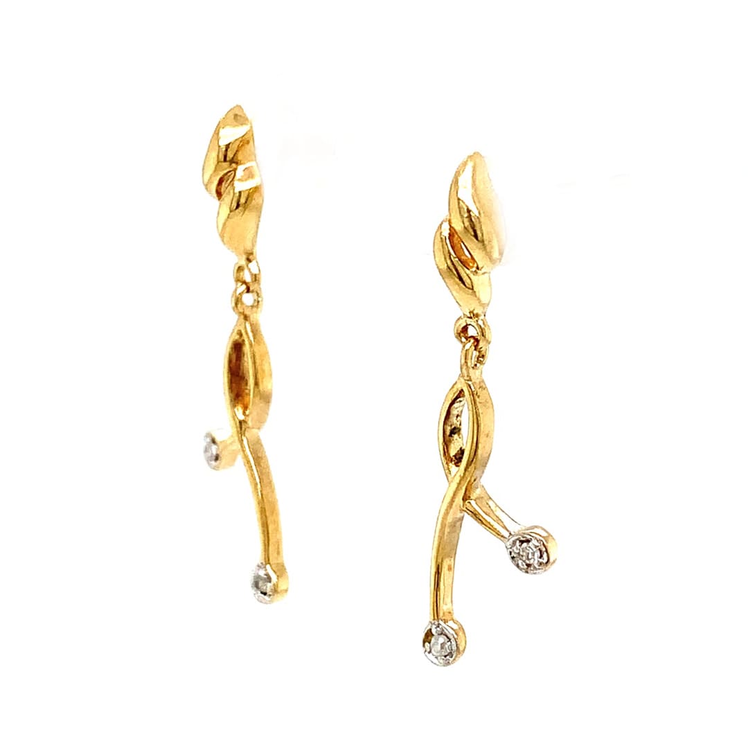 9ct Gold Diamond Set Drop Earrings