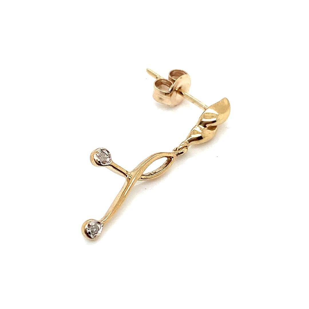 9ct Gold Diamond Set Drop Earrings