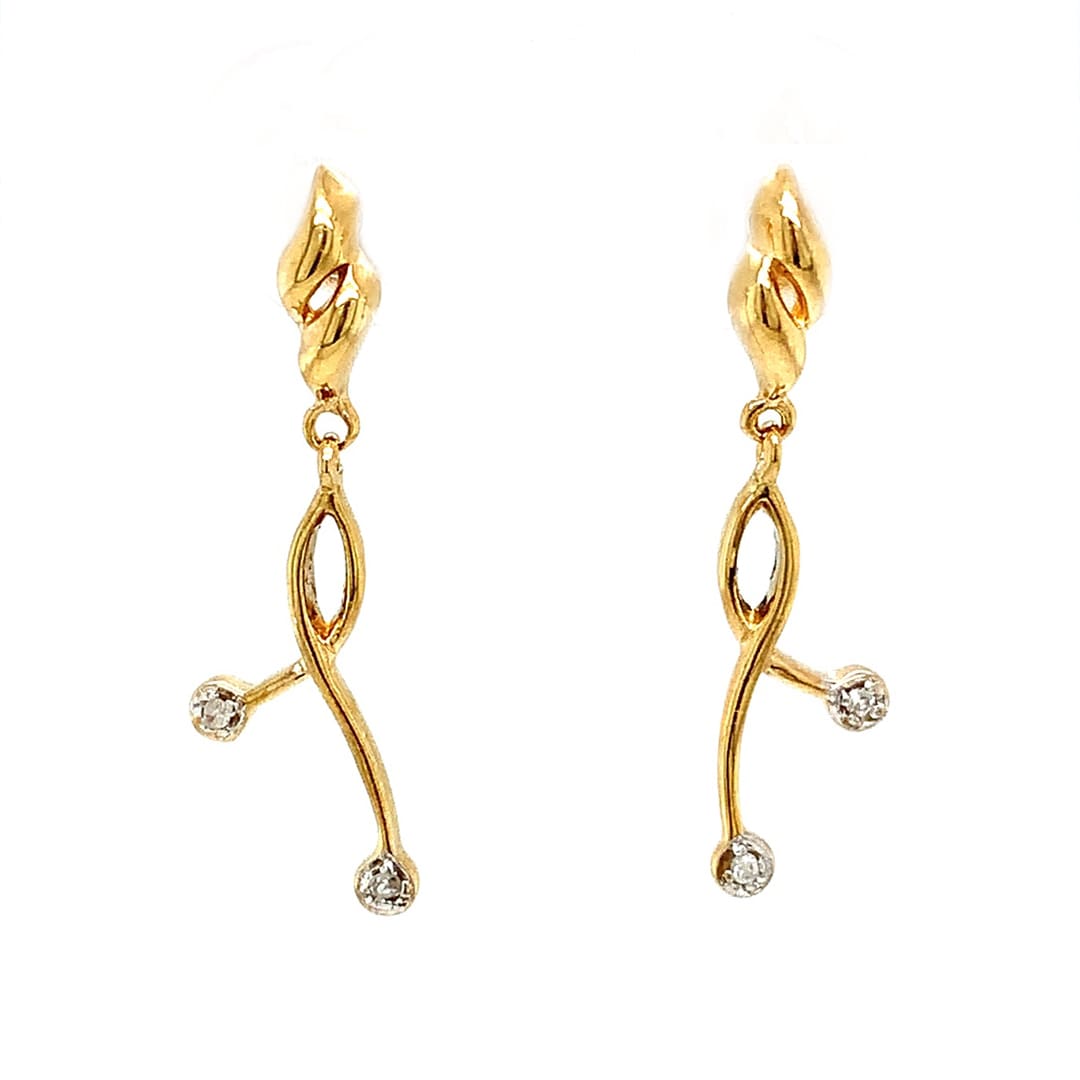 9ct Gold Diamond Set Drop Earrings