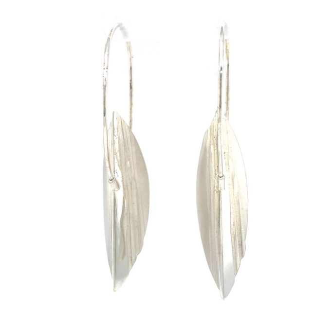 Contemporary Silver Drop Hook Earrings