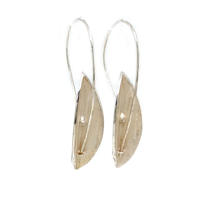 Contemporary Silver Drop Hook Earrings