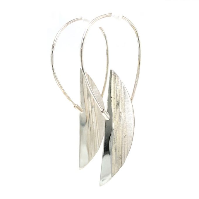 Contemporary Silver Drop Hook Earrings