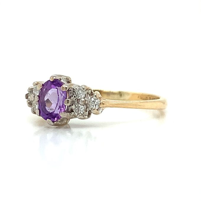 Amethyst and CZ Cluster Ring