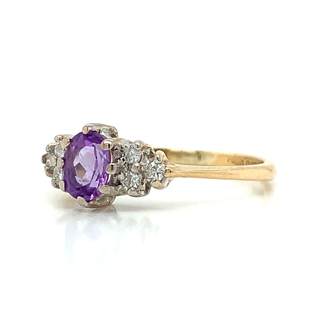 Amethyst and CZ Cluster Ring