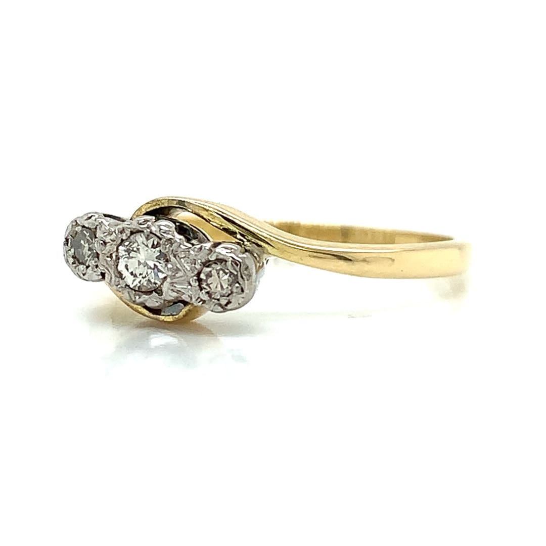Yellow Gold Diamond Trilogy Twist Ring