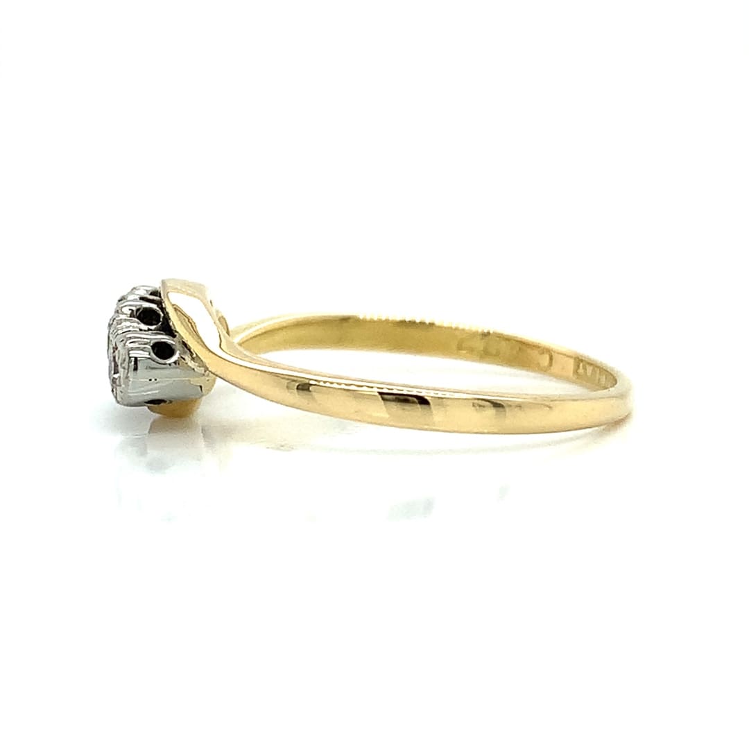 Yellow Gold Diamond Trilogy Twist Ring