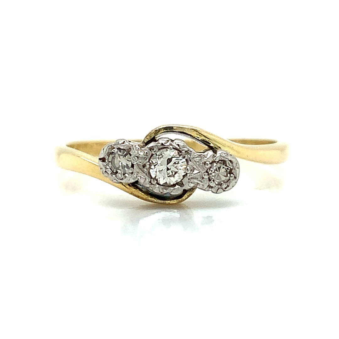 Yellow Gold Diamond Trilogy Twist Ring