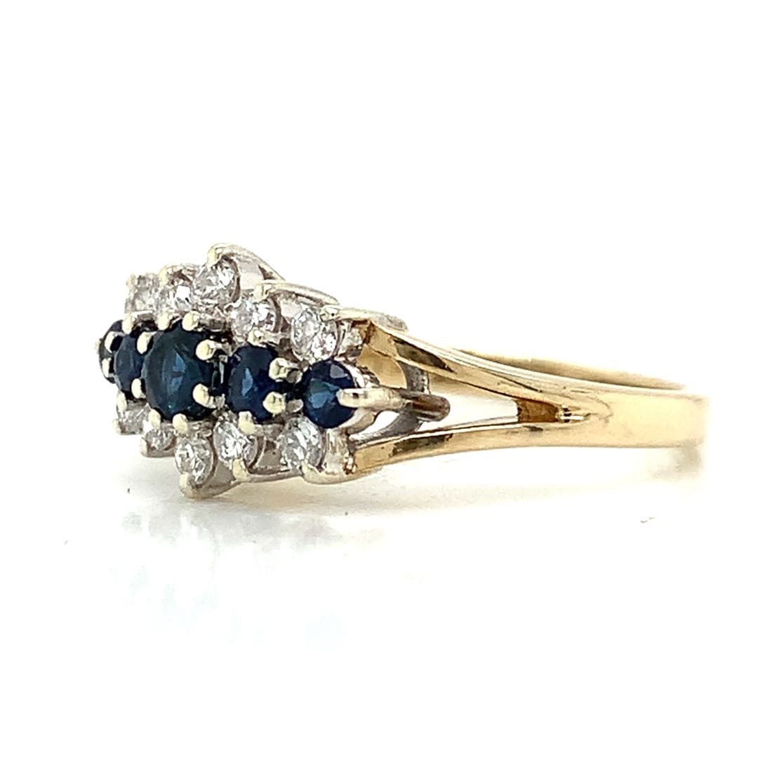 Sapphire and Diamond Cluster Dress Ring