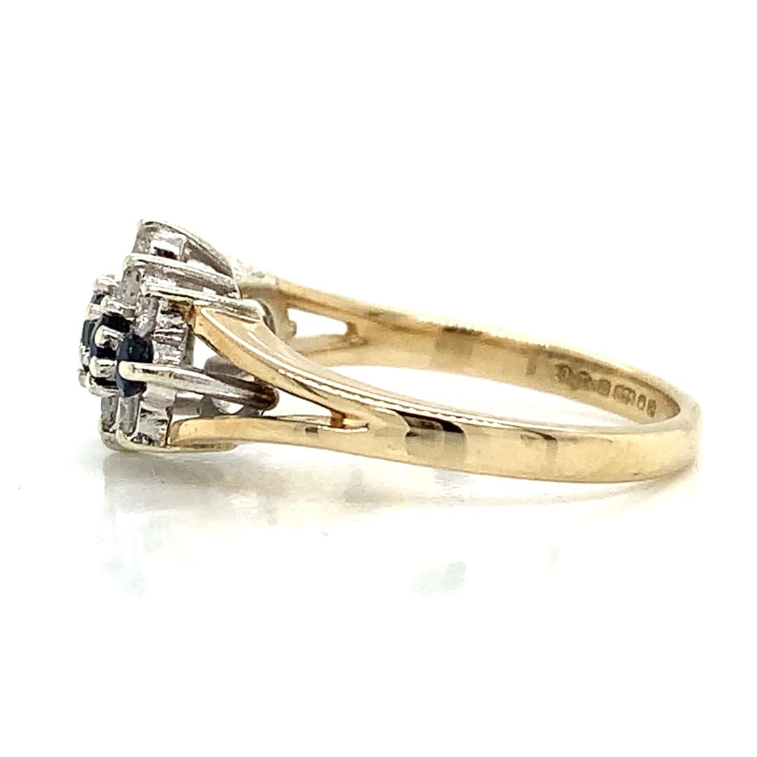 Sapphire and Diamond Cluster Dress Ring