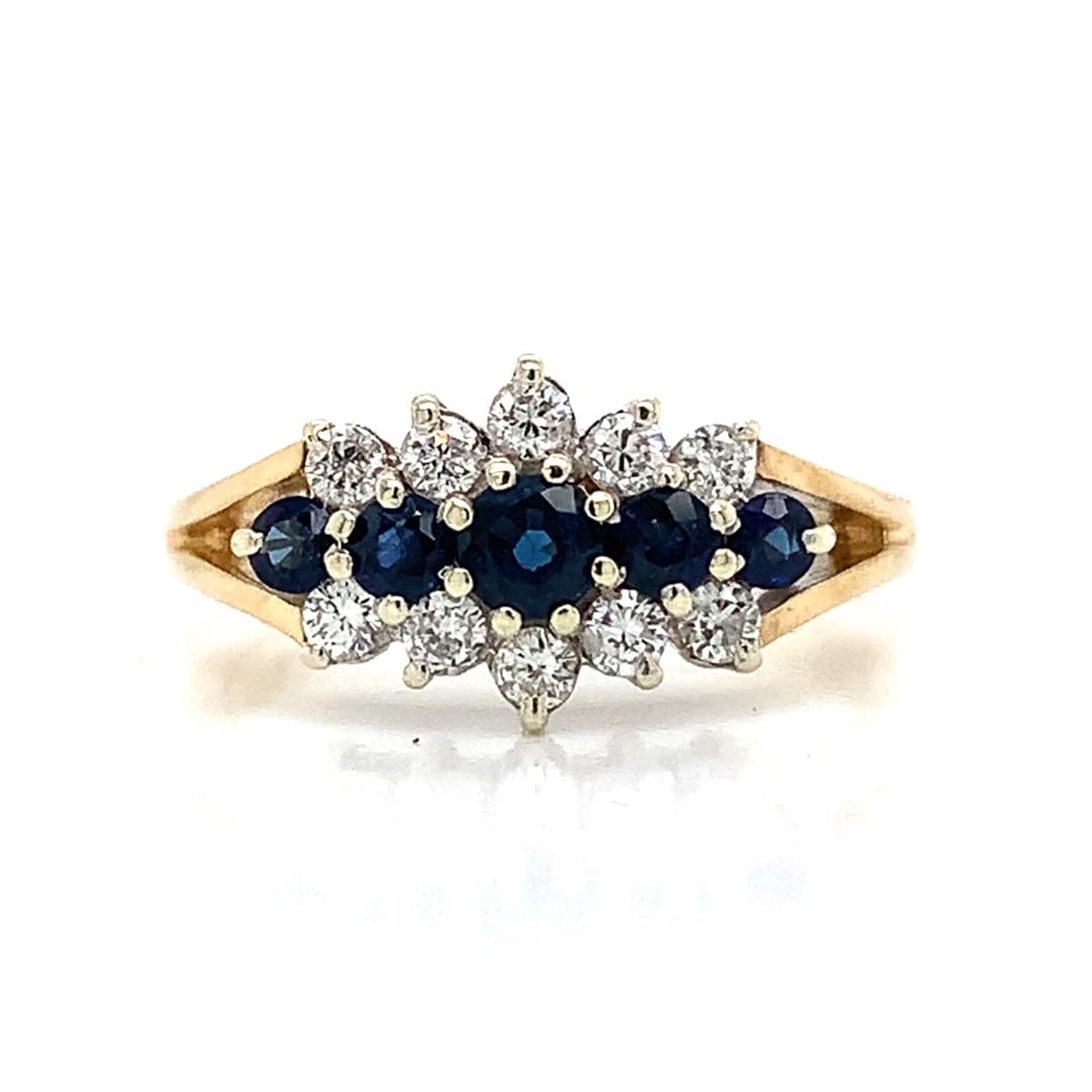 Sapphire and Diamond Cluster Dress Ring