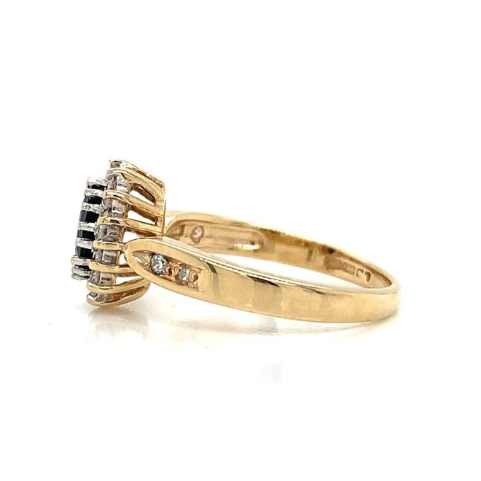 Oval Sapphire and Diamond Cluster Ring
