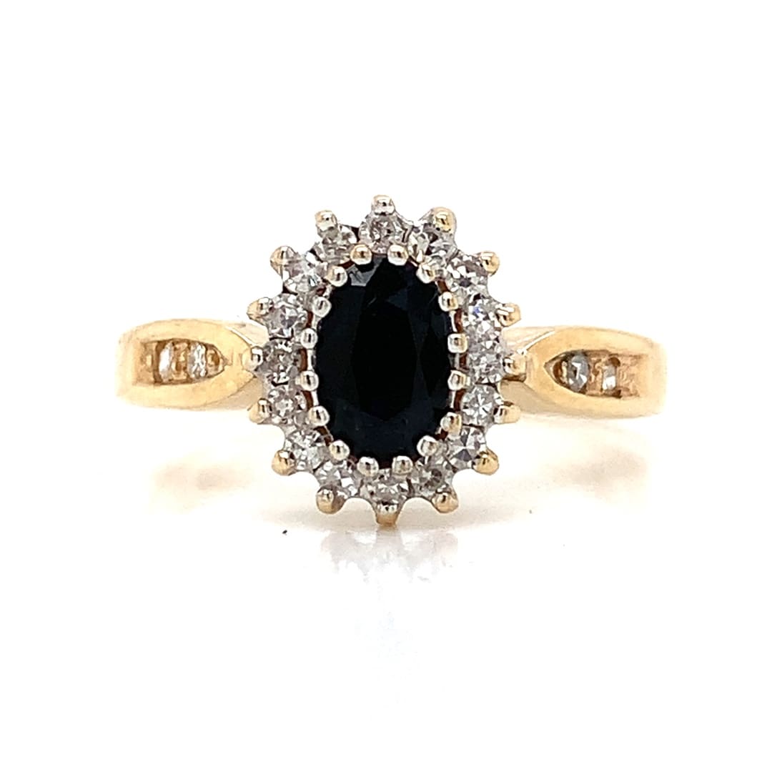 Oval Sapphire and Diamond Cluster Ring