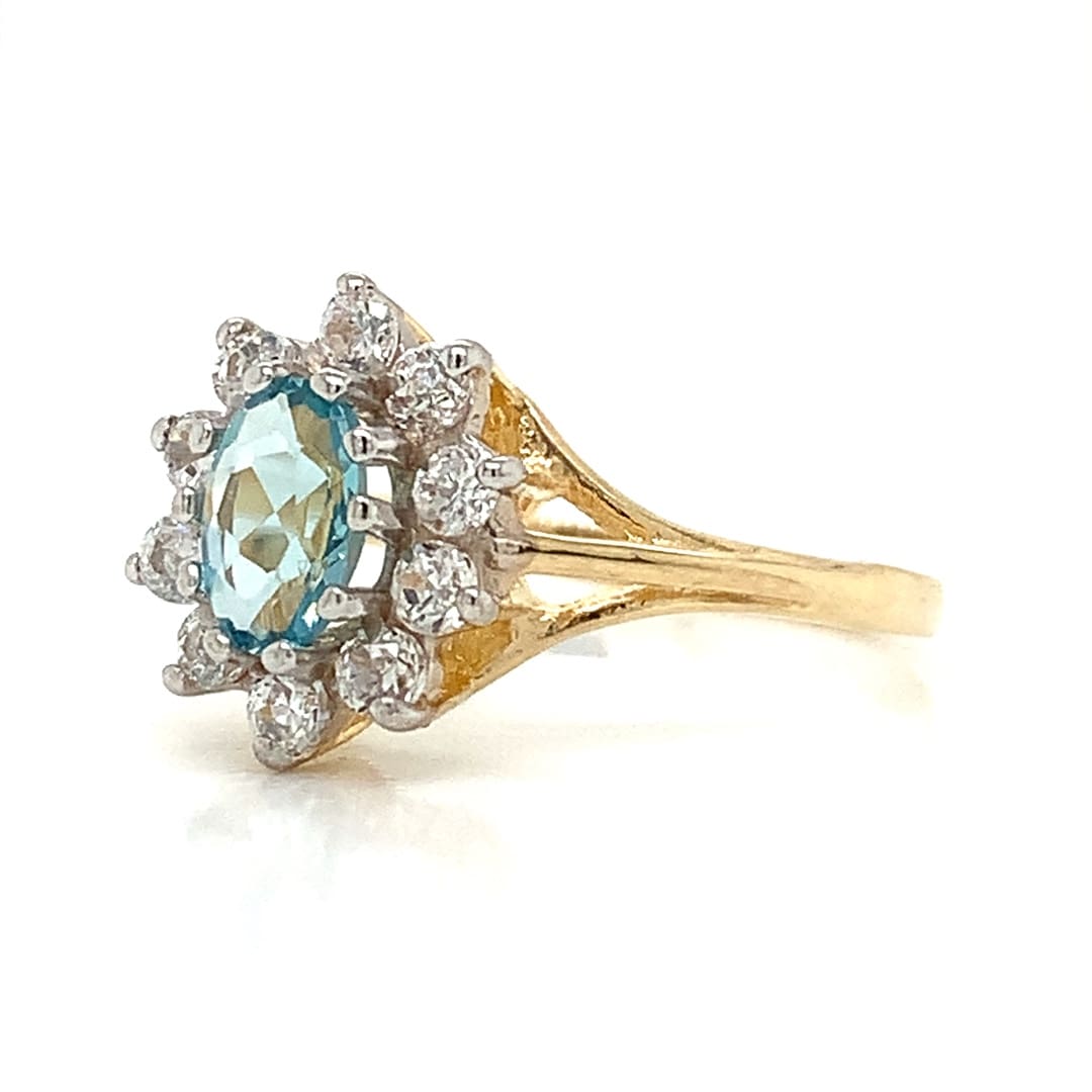 Blue Topaz and CZ Cluster Ring