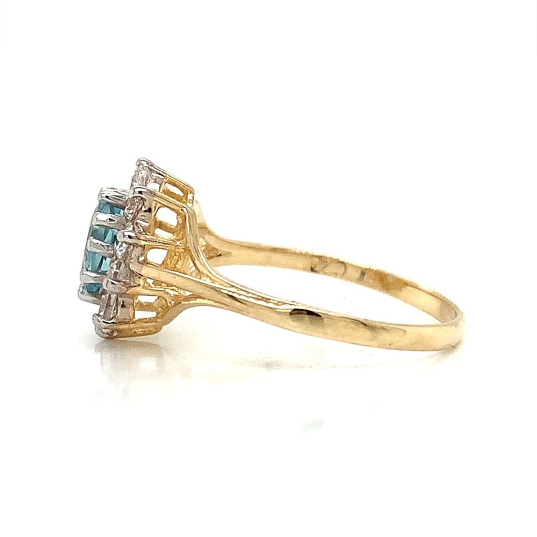 Blue Topaz and CZ Cluster Ring