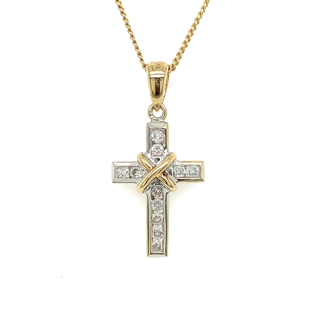 9ct Gold Diamond Cross