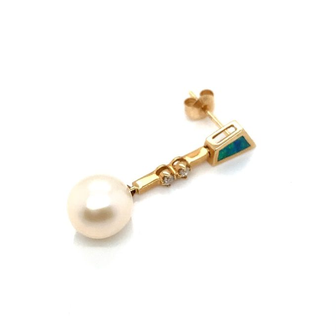 Opal, Pearl and Diamond Earrings