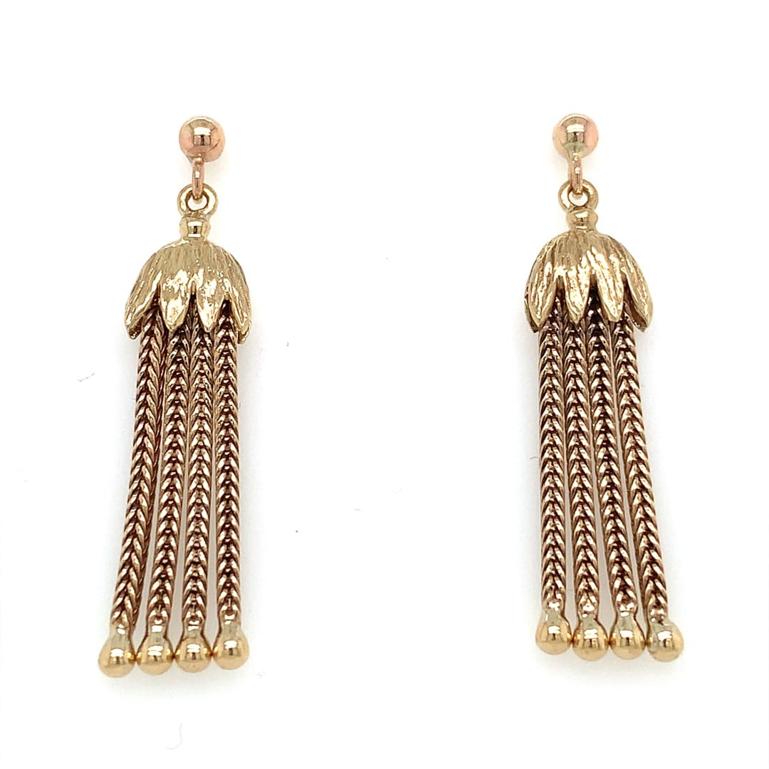 9ct Gold Tassel Drop Earrings