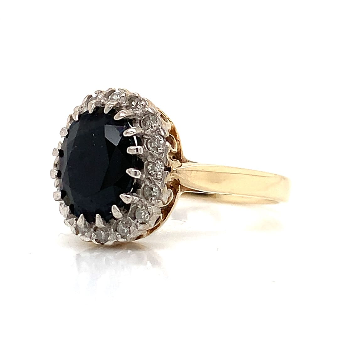 1980's Sapphire and Diamond Cluster Ring