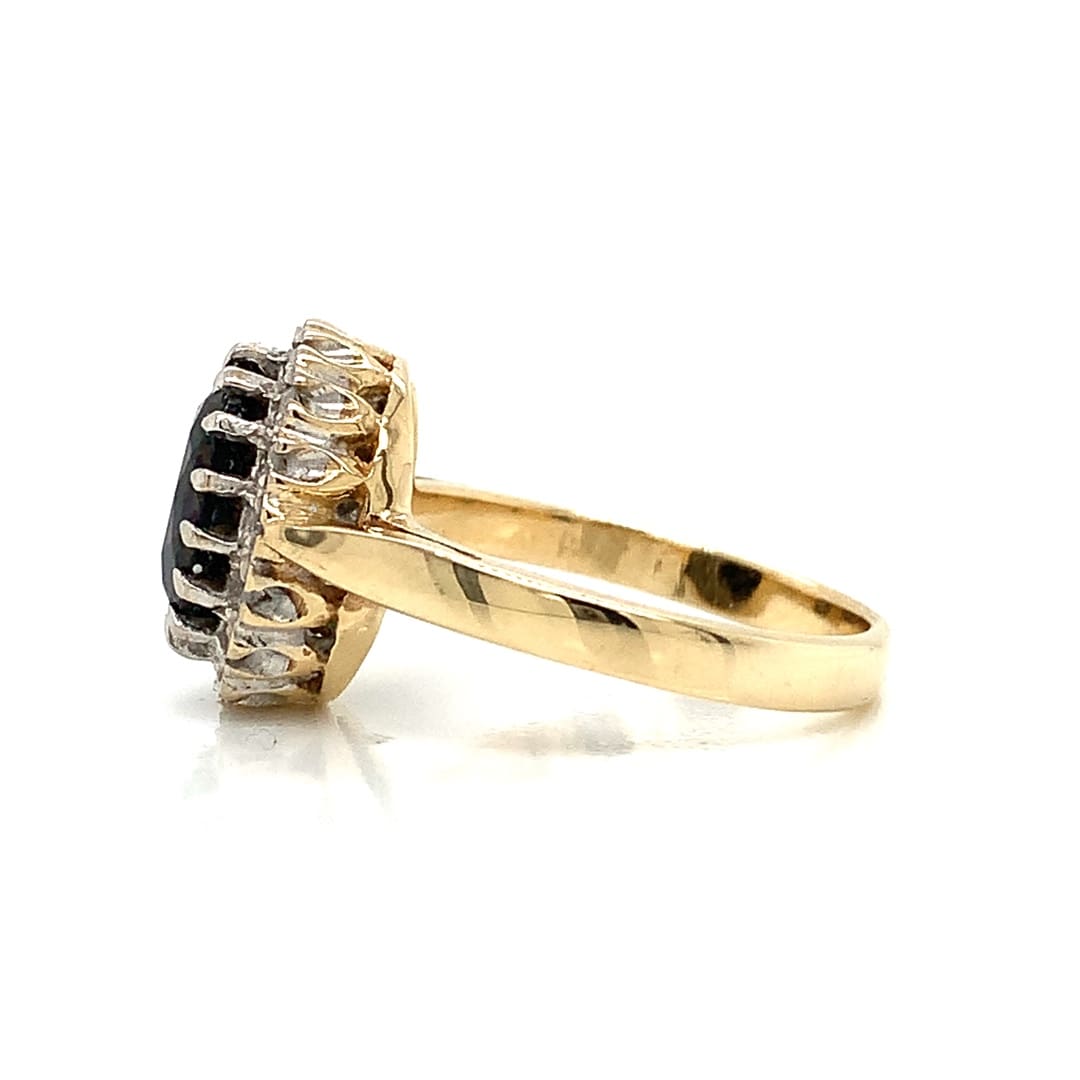1980's Sapphire and Diamond Cluster Ring