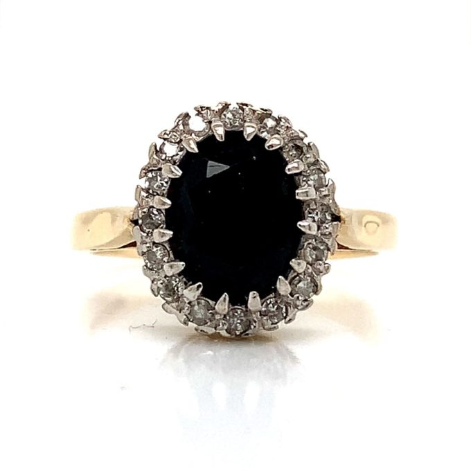 1980's Sapphire and Diamond Cluster Ring