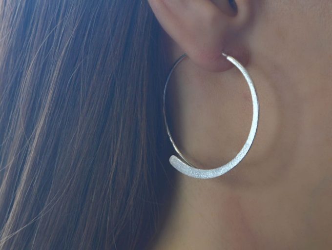 Bastian Matt Silver Open Hoop Earrings
