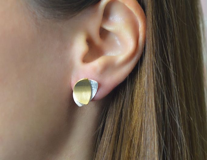 Bastian Gold Plate Silver Layered Stud Earrings