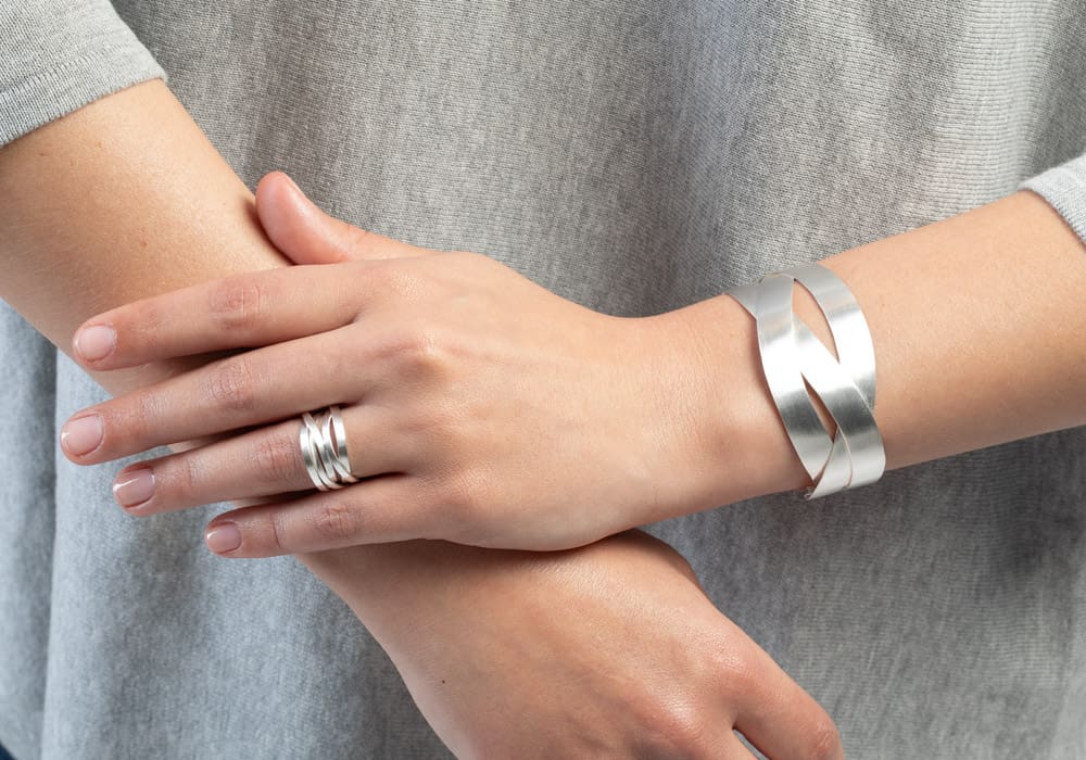 Bastian Silver Wide Weave Cuff