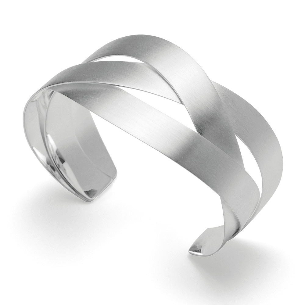 Bastian Silver Wide Weave Cuff