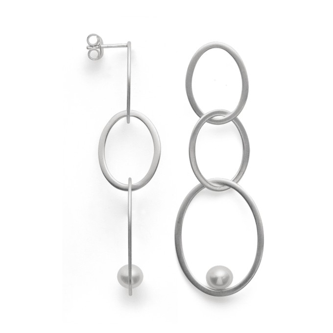 Bastian Silver Pearl Loop Earrings