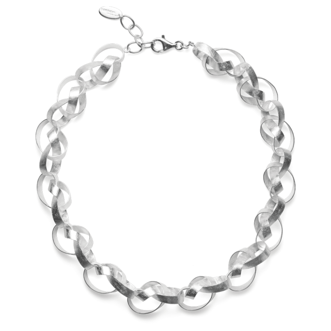 Bastian Ribbon Link Silver Necklace