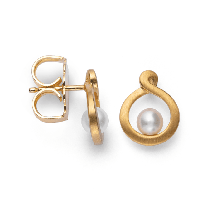 Bastian Gold Plate Pearl Stud Earrings
