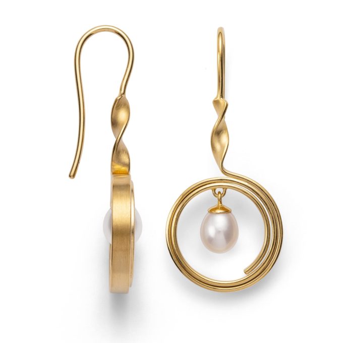Bastian Yellow Gold Plate Pearl Earrings