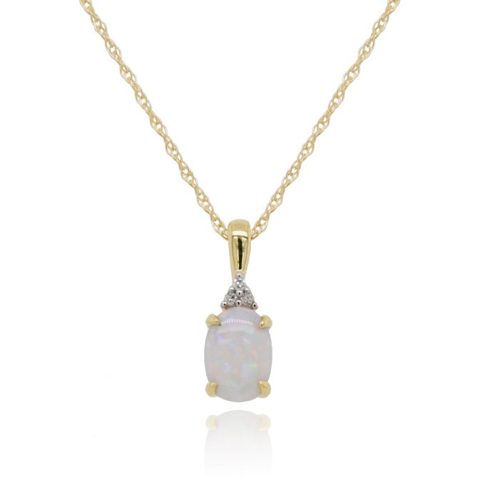 Yellow Gold Opal & Diamond Necklace