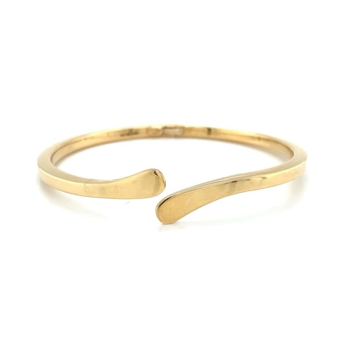 18 Carat Gold Crossover Hinged Bangle