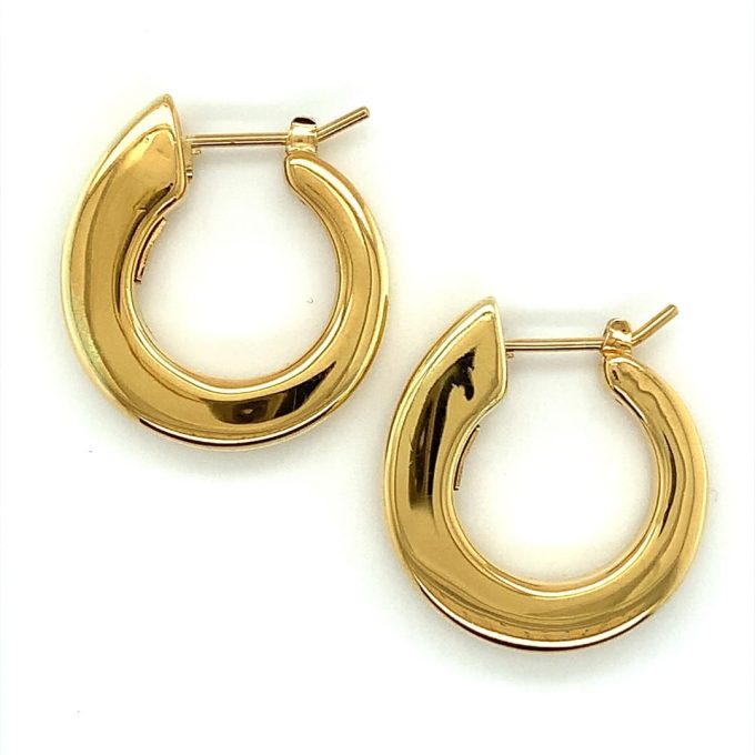 Tapered Chunky 18ct Gold Hoop Earrings