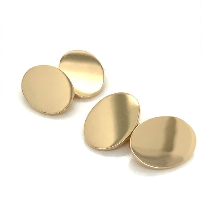 Deakin & Francis Heavy Plain Oval Gold Cufflinks