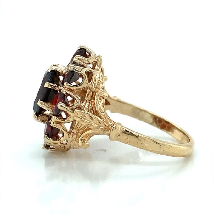 Yellow Gold Garnet Cluster Ring