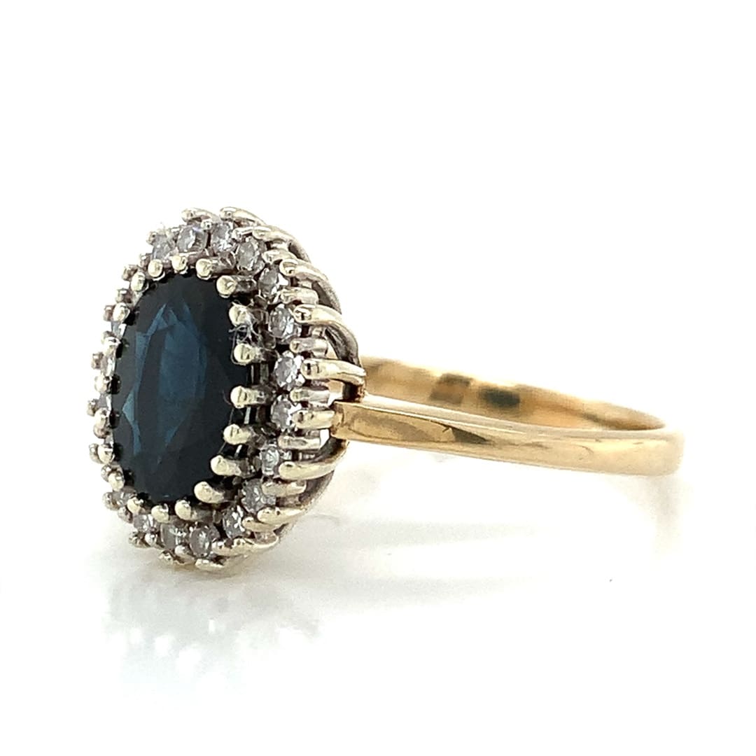 1980's Sapphire and Diamond Cluster Ring