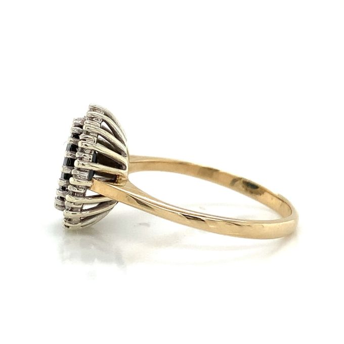 1980's Sapphire and Diamond Cluster Ring