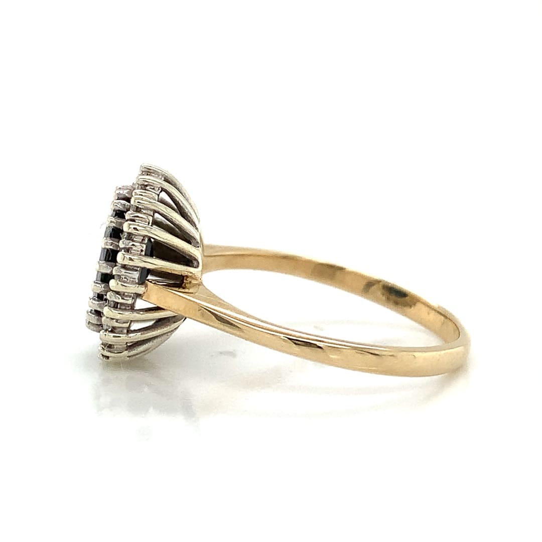 1980's Sapphire and Diamond Cluster Ring