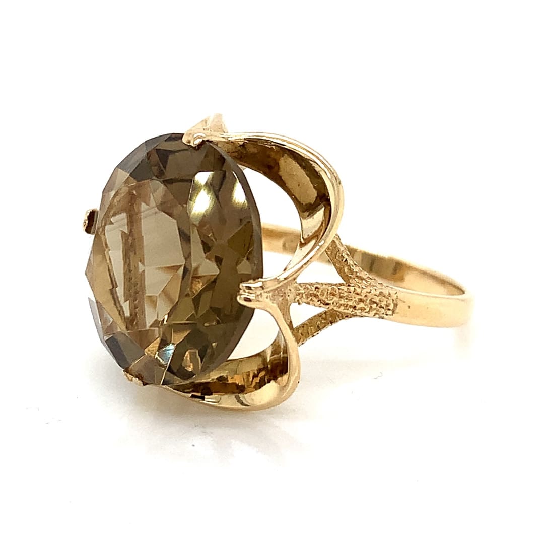 1970's Yellow Gold Smoky Quartz Ring